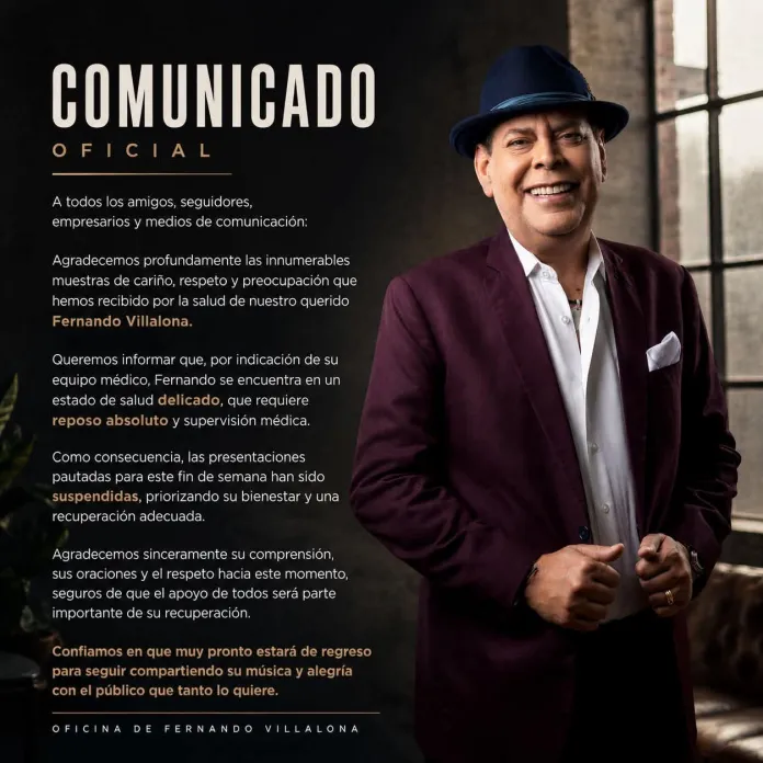 Fernando Villalona suspende presentaciones artísticas por motivos de salud
